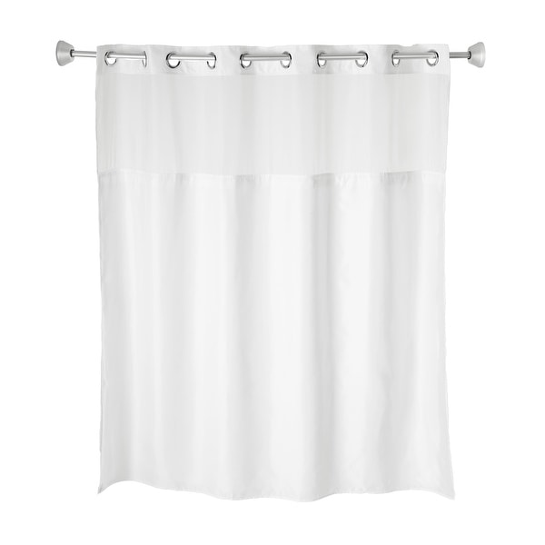 Waffle Weave No Hook Shower Curtain Set, Mesh Top Window On Sale